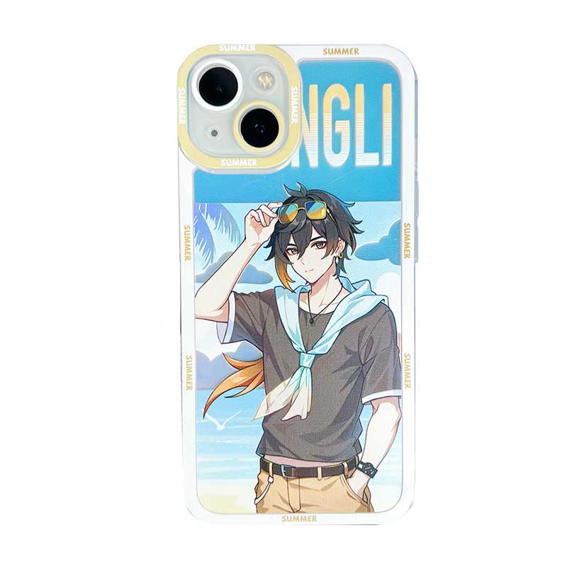 zhongli Summer Genshin Impact Phone Case Modern Genshin Fanart Beach